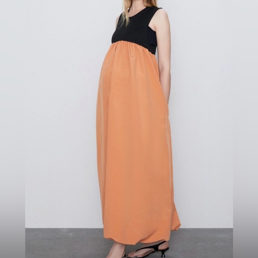 Zara orange and black sleeveless maxi dress - Picture 4 of 6